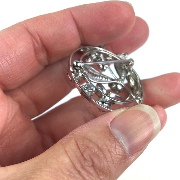 Vintage Sterling Rhinestone Brooch and Earrings - Picture 3 of 9